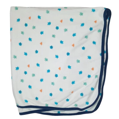 Carter's Child of Mine Monsters Swaddle Receiving White & Blue Blanket 27" X 27" - Image 1 of 4