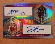 2023 Leaf Vivid Colorful Combos Crystal Gray Auto /9 AT Perry & Jake Haener