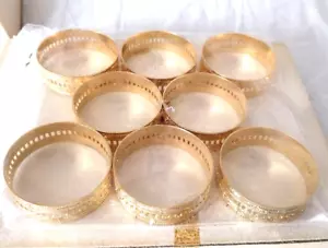 Set of 8 Vintage Brass Filigreed Reticulated Napkin Rings - Picture 1 of 5