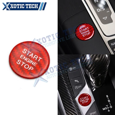 Sporty Red Carbon Fiber Start Engine Switch Button Decor Trim For Audi A4 A5 A7 - Image 1 of 4