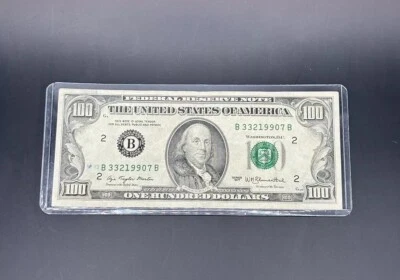 1977 100 Dollar Bill Vintage Note Collectors Item New York City Reserve Fr.2168B - Image 1 of 4