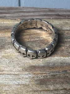 Sterling Silver Skull Design Ring For Men & Women - Unique Gothic Style Band Jew - Picture 1 of 5