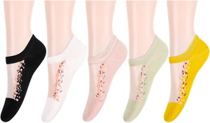 Sheer No Show Socks Women Girls Cute Thin Mesh Low Cut Liner Socks for Loafers B - Picture 1 of 9