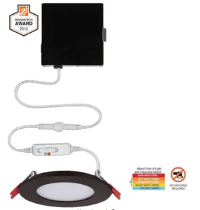 Commercial Electric Ultra Slim 4 in. Canless Recessed LED Kit Oil Rubbed Bronze - Picture 1 of 5