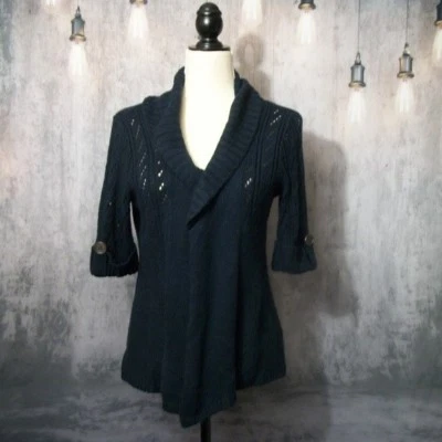 Suéter cárdigan abierto azul marino mediano Decree para mujer Foto 1 de 4