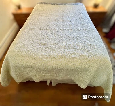 Edredón Pottery Barn Kids Completo 86” x 86” Amarillo Floral Verde Cuadros Reversible Foto 1 de 4