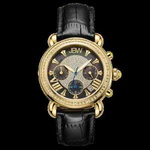 $1490 MSRP~ JBW Women's Victory Diamond Accented Leather Blackstrap - Picture 1 of 8