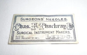 Agujas Médicas Old Thackray Ltd Cirujano Nº2 x6 en Paquete Original - Imagen 1 de 2