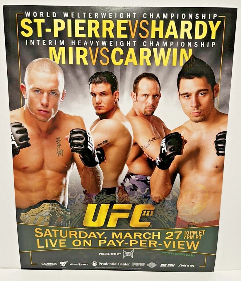 Póster UFC 111 EVENT 8,5X11 PULGADAS * ST-PIERRE vs. HARDY * MMA BJJ Wrestling Foto 1 de 1