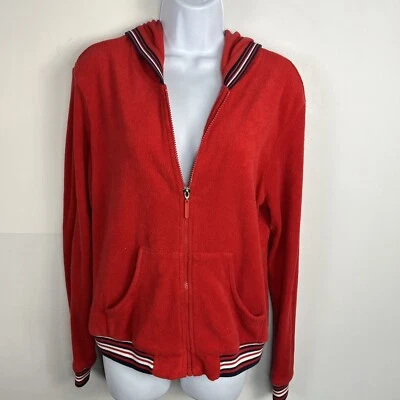 Sudadera con capucha de tela de rizo Catalina para mujer talla M roja con cremallera Millenialcore Y2K Athleisure Foto 1 de 4