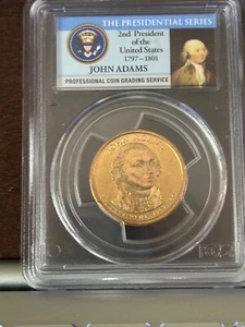 2007 P John Adams $1 Doubled Edge Lettering Overlapped Mint Error Coin - Picture 1 of 5