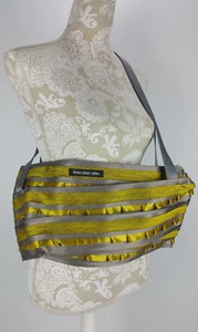KAO PAO SHU Satin Ribbon Purse Handbag Bag Designer Yellow Gray 19"x8" Japan - Picture 1 of 11
