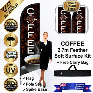 COFFEE Deluxe Brown 2.7m Feather Flag/Banner Kit with Spike *Knife Banner - Picture 1 of 9