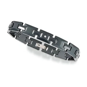 Leichtes schwarzes Keramik Glieder Diamant Armband für Herren NEU  - Bild 1 von 1