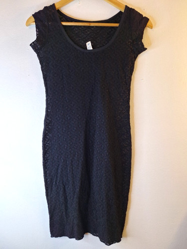 UNDERCOVER Mini Abito Vintage Y2K Victoria's Secret Tee Shop Nero Maglia Aperta Pizzo Tg XS Spiaggia