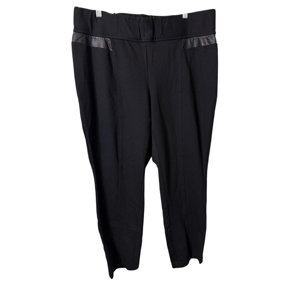 Pantalones Alfani Mujer 20W Negros Elastizados Talla Grande Imitación Cuero Borde Oficina Carrera Foto 1 de 4