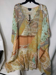 NWT Women's City Chic Size M / 18 - Tunic Togo Sheer Blouse Multicored - Picture 1 of 5