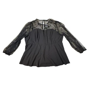 Torrid Schößchen Stretch gewebt Glitzer Sterne Organza Top schwarz 3 3X 28 #E32767 Neu mit Etikett - Bild 1 von 5