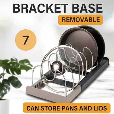 Expandable Pans and Pots Lid Organizer Rack for Cabinet - Rubber-Dipped Pan - Image 1 of 4