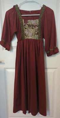 Young Edwardian Vintage Dress Jacquard Size S Burgundy - Image 1 of 4