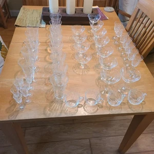 Set of 44 Vintage MCM Noritake Sasaki Etched Bamboo Clear Glassware - Picture 1 of 17