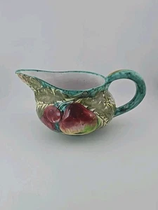Jarra crema mayólica vintage Styson Fruttabella Italia fruta pintada a mano - Imagen 1 de 14