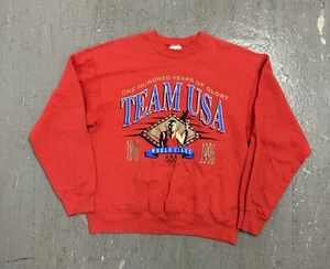 Vintage 90s 1996 Team USA Olympics Sweatshirt Red Mens Large - Picture 1 of 7