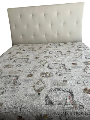 Raymond Waites King 102x86 COTTON Quilt Coverlet Paisley Cottagecore Reversable - Image 1 of 4