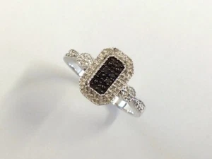 GEMS TV STERLING SILVER & BLACK DIAMOND RING SIZE T 1/2 2.6g - Picture 1 of 5