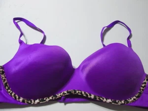 Victoria Secret Bra Size 34C Purple Wireless Push-Up Adjustable Straps Lingerie - Picture 1 of 6