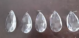 5 Antique Vintage Lighting Pear Shaped Chandelier Glass Drops 50mm x 30mm - Picture 1 of 3