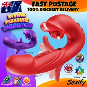 Flapping Vibrator Clit Stimulator Dildo Vibrating Rabbit Women G-Spot Sex Toy - Picture 1 of 25