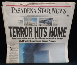 2001 9/11 Pasadena Star News Terror Hits Home News Paper Dated September 12 - Picture 1 of 4