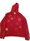 Liz Claiborne Liz Sport Chunky Sweater Petite Red Christmas Small Hoodie
