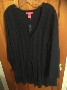 WOMAN WITHIN 2X PLUS WOMENS NAVY BLUE CARDIGAN SWEATER NEW NWT - Picture 1 of 4