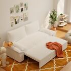70 '' Queen Pull Out Sofa Bed 3 in 1 Convertible Sleeper Velvet Sofa White