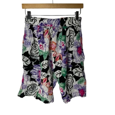 Pantalones Cortos De Colección Años 90 California Krush Mujer Talla M Azul Rojo Abstracto Floral Pull On Foto 1 de 4