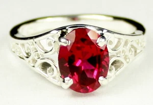 CREATED RUBY Sterling Silver Ladies Ring -Handmade • SR005 - Picture 1 of 5