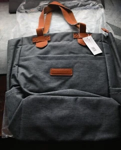 NWT CRG Prestige Convertible Denim Black & Tan Backpack/Tote NEW - Picture 1 of 5
