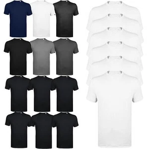 Mens 6 Pack Shirts Plain Basic T Shirt 100% Cotton Top Assorted Multi Pack Tee - Picture 1 of 13