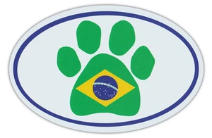 Oval geformter Auto Magnet - Hundepfote brasilianische Flagge - Brasilien - Autos, Kühlschränke - Bild 1 von 1