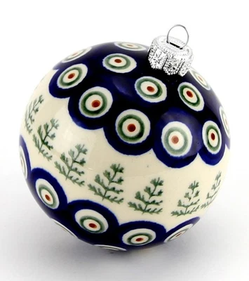 Polish Pottery Christmas Ball Ornament by Zaklady Boleslawiec Poland - Image 1 of 2