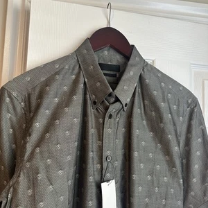 Alexander McQueen Button-Up Short Sleeve Shirt Gray Size 50 Skull New - Picture 1 of 10