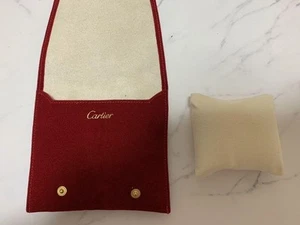 Cartier Jewelry Watch Travel Storage Case Red Pouch Pillow from Japan Unused - Picture 1 of 4