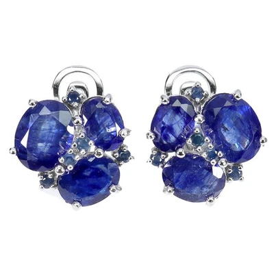 Pendientes de plata de ley 925 zafiro ovalado 9x7 mm joyas de piedras preciosas naturales Foto 1 de 4
