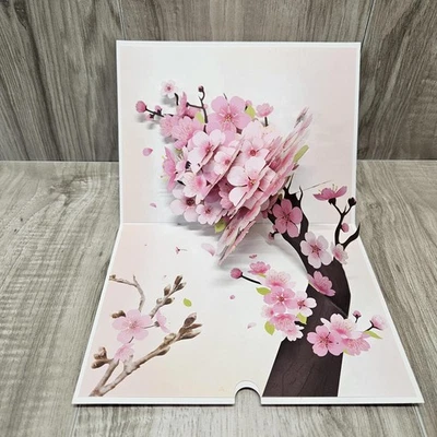 New 50th Anniversary Popup Cherry Blossom Greeting Card with Navy Blue Envelope - Image 1 of 4