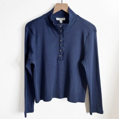 Ann Taylor выходные свитер женщин средний темно-синий 100% хлопок опрятный поповер новый - Изображение 1 из 4
