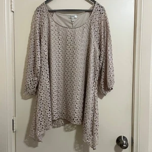 Dressbarn Women Crochet Lace Tunic Top Sz 2X Boho Fairy Romantic Feminine Formal - Picture 1 of 10