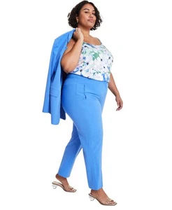 Pantalones de pierna recta Bar III para mujer talla grande tiro medio (azul delft, 22 W) - Imagen 1 de 4