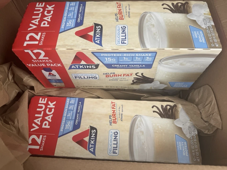 Batido Atkins Vainilla Cremosa Alto en Proteínas, Bajo en Carbohidratos 3 Paquetes 12 Unidades Foto 1 de 4